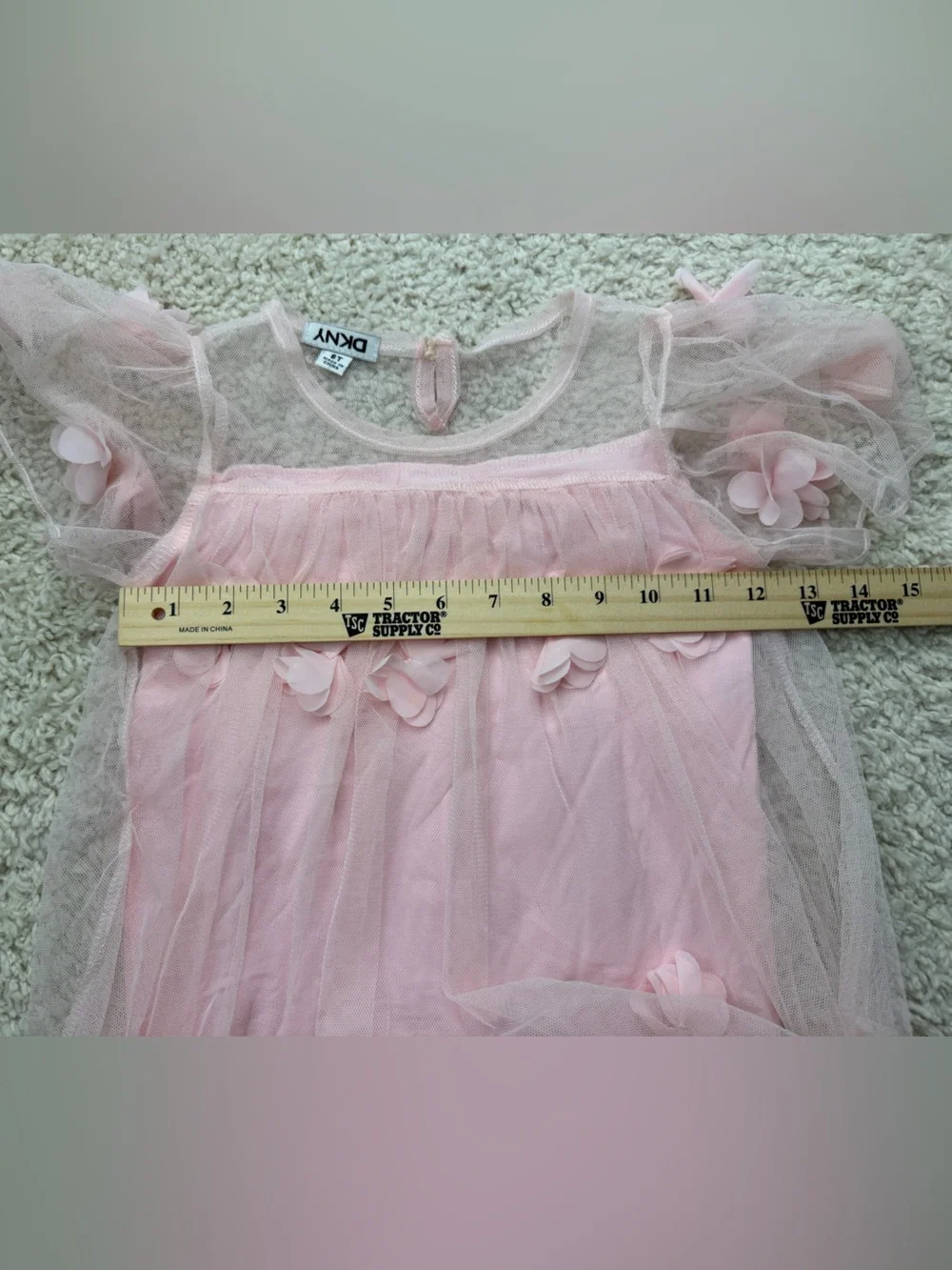 Girls 6 DKNY Pink Floral Tulle Overlay Top